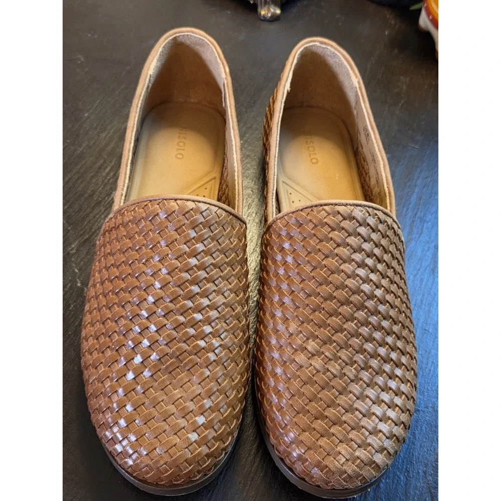 Nisolo Men's Alejandro Woven Leather Slip On 2.0 Shoes Brown Size 10.5 EUC! $198